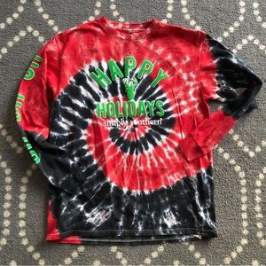 Simply Southern - Happy Holidays Tie-Dye Long-Sleeved Tee - YOUTH LARGE